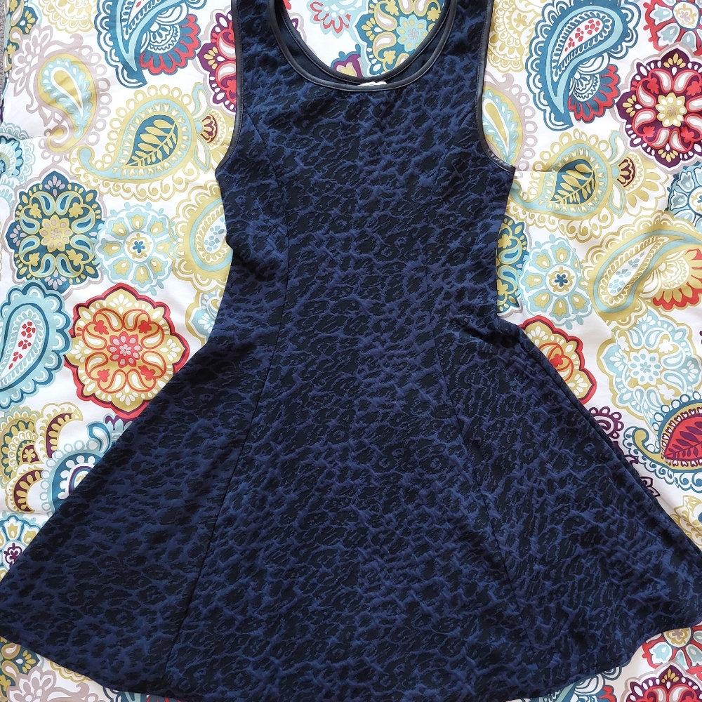 Blue leopard print A-line shift dress